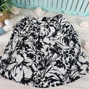Cynthia Rowley A-line Black and White Floral Skirt
